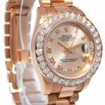 Rolex Datejust President 18k Rose Gold Pink Dial Diamond Bezel 26mm Watch 179175