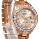 Rolex Datejust President 18k Rose Gold Pink Dial Diamond Bezel 26mm Watch 179175