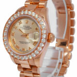 Rolex Datejust President 18k Rose Gold Pink Dial Diamond Bezel 26mm Watch 179175