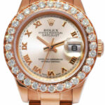 Rolex Datejust President 18k Rose Gold Pink Dial Diamond Bezel 26mm Watch 179175