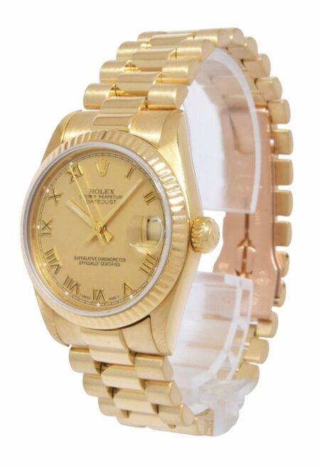 Rolex Datejust President 18k Yellow Gold Champagne Ladies 31mm Watch L 68278