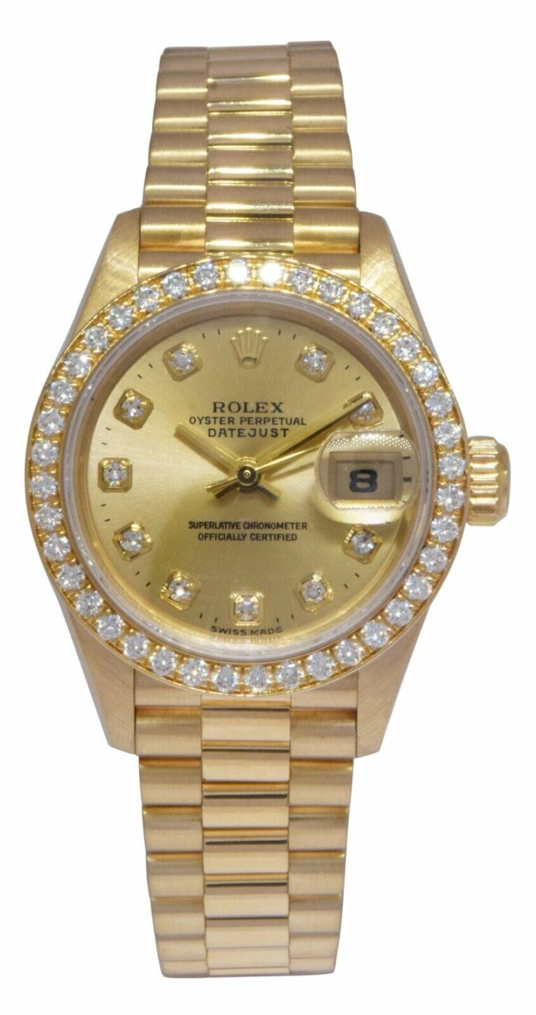 Rolex Datejust President 18k Yellow Gold Diamond Ladies 26mm Watch T 69138