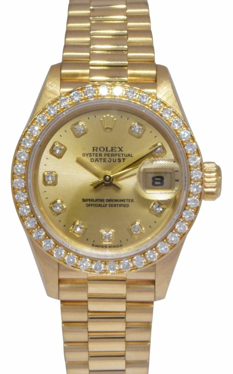 Rolex Datejust President 18k Yellow Gold Diamond Ladies 26mm Watch T 69138