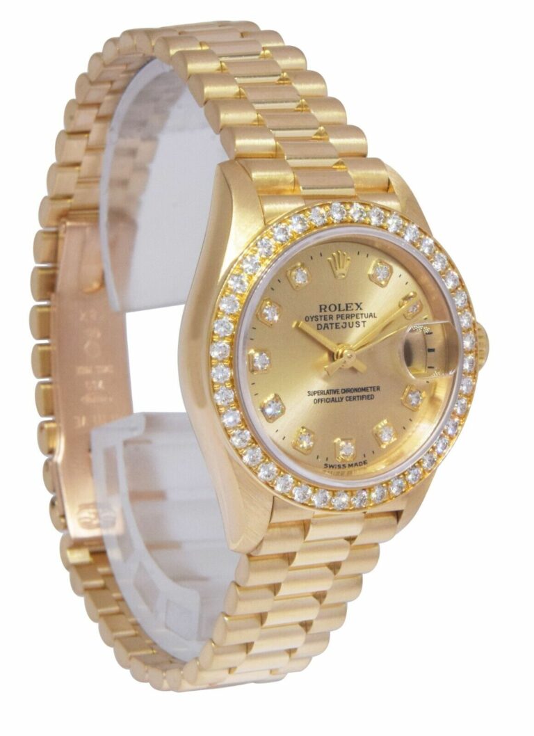 Rolex Datejust President 18k Yellow Gold Diamond Ladies 26mm Watch T 69138