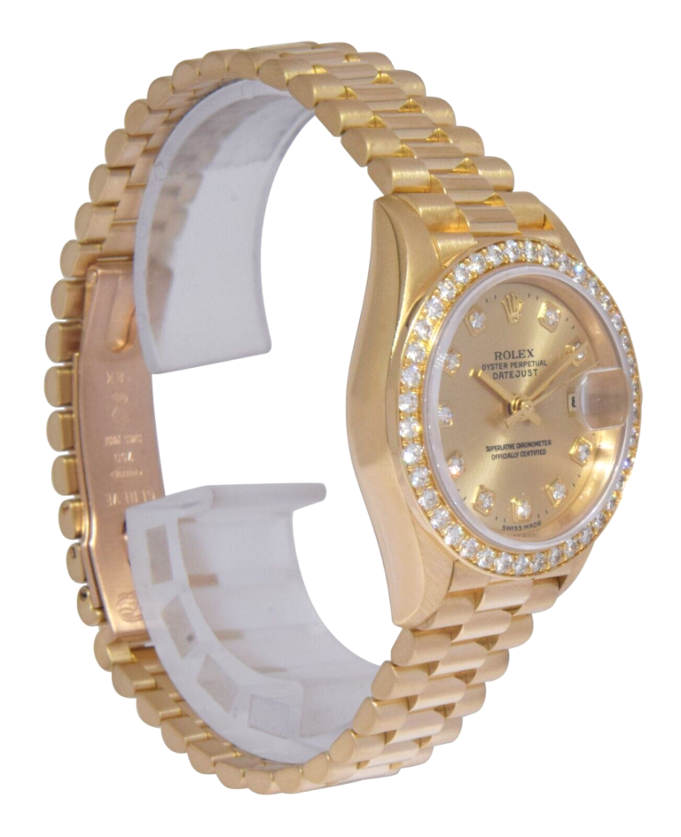 Rolex Datejust President 18k Yellow Gold Diamond Ladies 26mm Watch T 69138