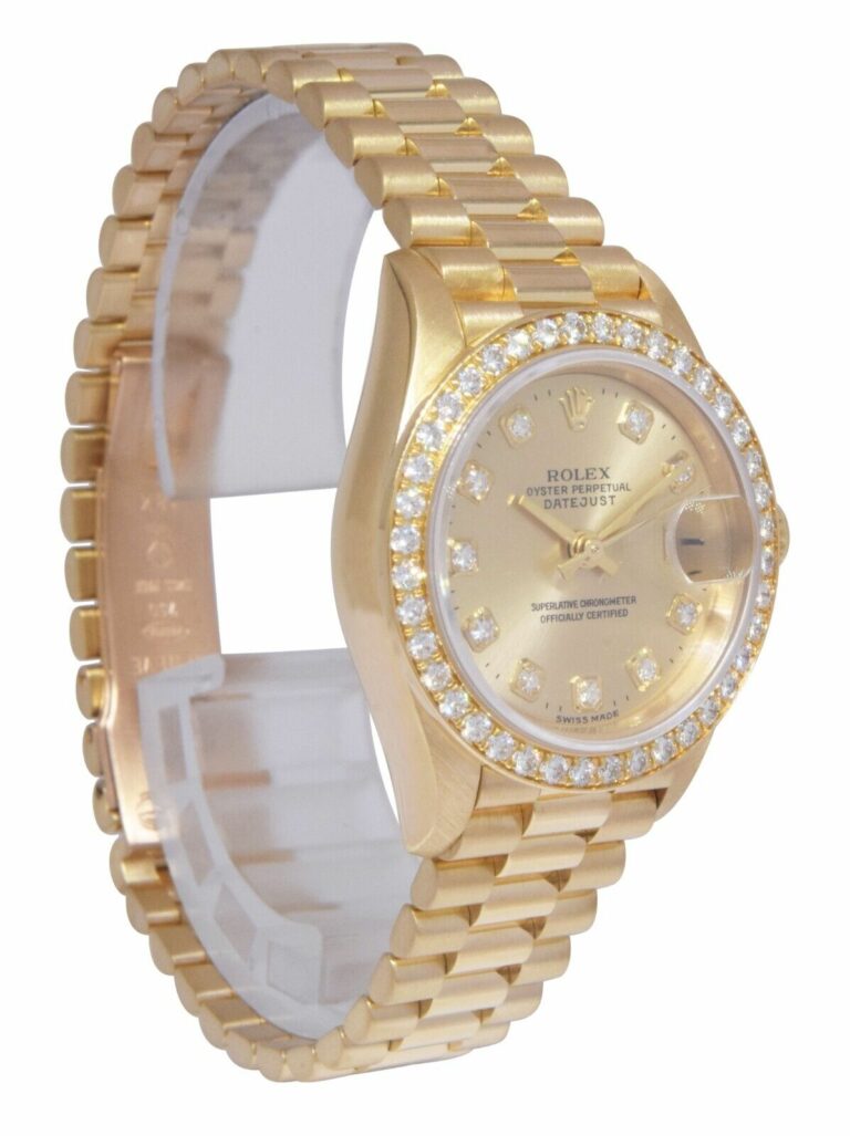 Rolex Datejust President 18k Yellow Gold Diamond Ladies 26mm Watch T 69138