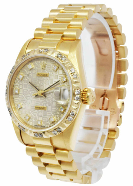 Rolex Datejust President 18k Yellow Gold Jubilee Diamond D/B Ladies 31mm 68278