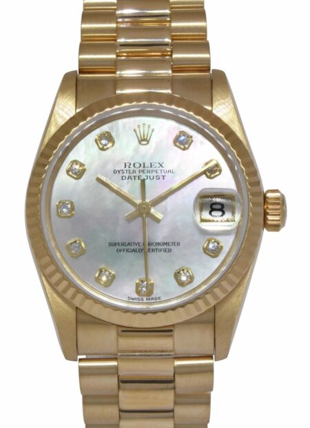 Rolex Datejust President 18k Yellow Gold MOP Diamond 31mm Watch +Papers A 78278