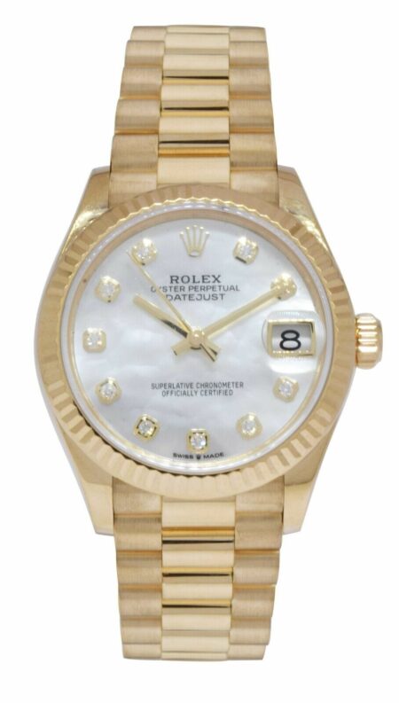 Rolex Datejust President 18k Yellow Gold MOP Diamond Dial 31mm Watch 278278