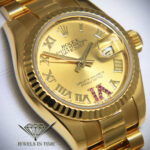 Rolex Datejust President 18k Yellow Gold Ruby VI Ladies 26mm Watch +Card 179178