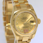 Rolex Datejust President 18k Yellow Gold Ruby VI Ladies 26mm Watch +Card 179178