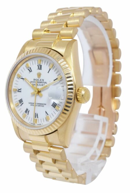 Rolex Datejust President 18k Yellow Gold White Dial Ladies 31mm Watch '84 68278