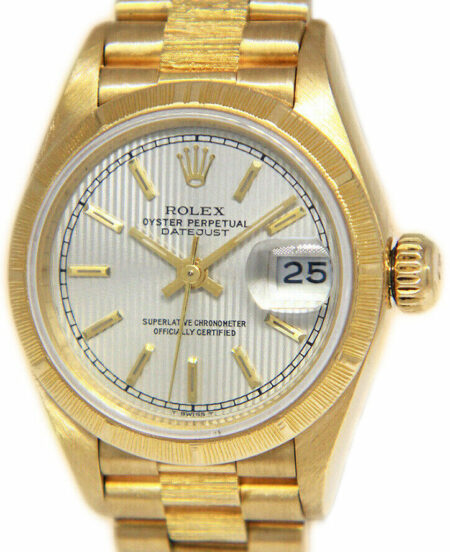 Rolex Datejust President Bark 18k YG Silver Tapestry Ladies 26mm Watch 69278