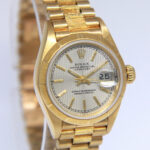 Rolex Datejust President Bark 18k YG Silver Tapestry Ladies 26mm Watch 69278