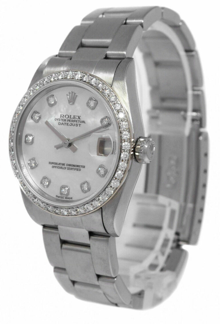 Rolex Datejust Steel 18k White Gold Diamond MOP Ladies 31mm Watch Y 78274