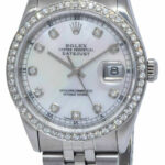 Rolex Datejust Steel MOP Diamond Dial/Bezel Jubilee Bracelet 36mm Watch 16220