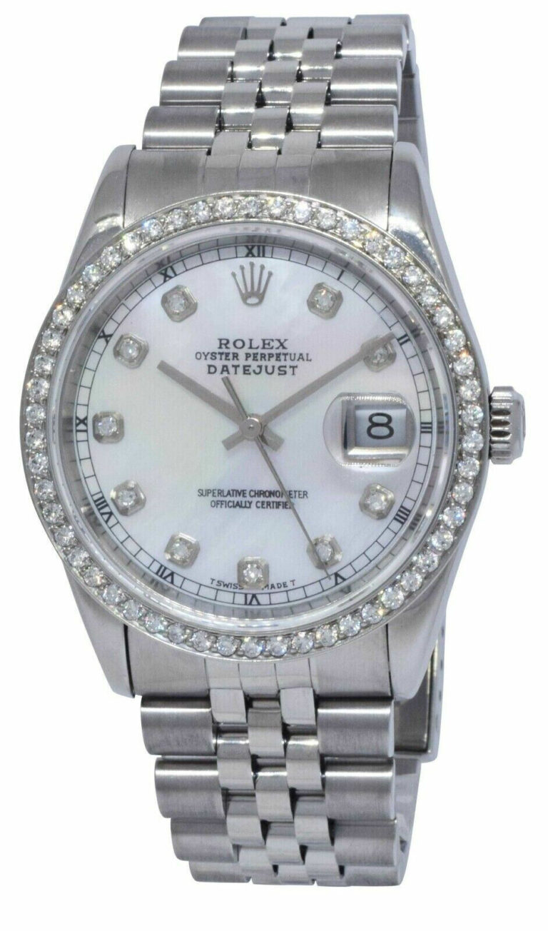 Rolex Datejust Steel MOP Diamond Dial/Bezel Jubilee Bracelet 36mm Watch 16220