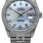 Rolex Datejust Steel MOP Diamond Dial/Bezel Jubilee Bracelet 36mm Watch 16220