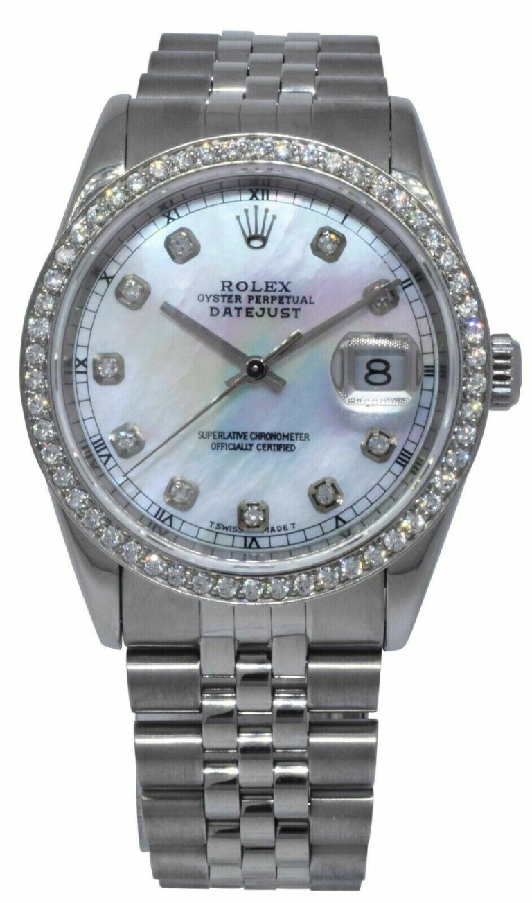 Rolex Datejust Steel MOP Diamond Dial/Bezel Jubilee Bracelet 36mm Watch 16220