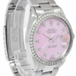 Rolex Datejust Steel Pink MOP Diamond Dial/Bezel 36mm Oyster Watch R 16030