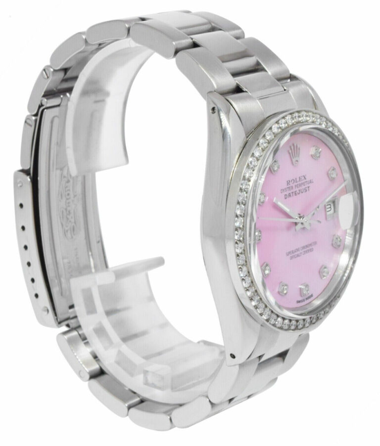 Rolex Datejust Steel Pink MOP Diamond Dial/Bezel 36mm Oyster Watch R 16030