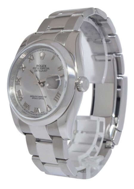 Rolex Datejust Steel Rhodium Roman Dial Mens 36mm Oyster Watch V 116200