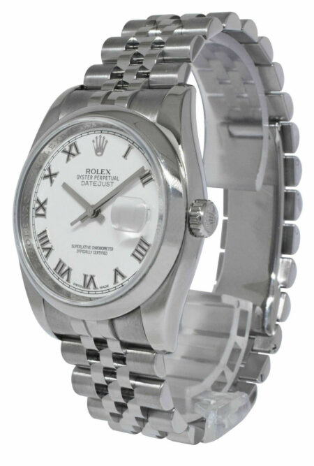 Rolex Datejust Steel White Roman Dial Jubilee Bracelet Mens 36mm Watch 116200