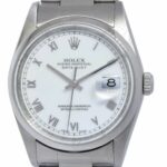 Rolex Datejust Steel White Roman Dial Mens Oyster 36mm Watch D 16200