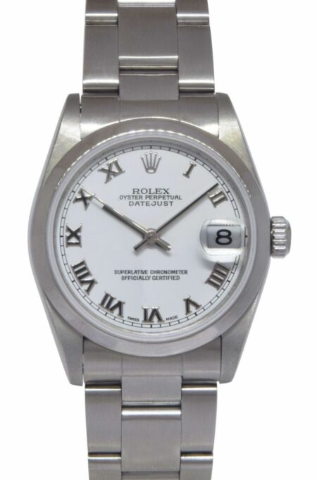 Rolex Datejust Steel White Roman Dial Oyster Bracelet Ladies 31mm Watch F 78240