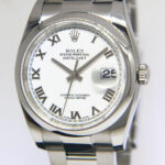 Rolex Datejust Steel White Roman Dial Oyster Bracelet Mens 36mm Watch M 116200