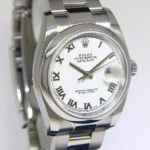 Rolex Datejust Steel White Roman Dial Oyster Bracelet Mens 36mm Watch M 116200