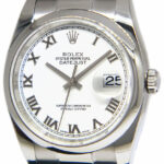 Rolex Datejust Steel White Roman Dial Oyster Bracelet Mens 36mm Watch M 116200