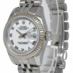 Rolex Datejust Steel/18k Gold Bezel White Dial Ladies 26mm Watch B/P M 179174