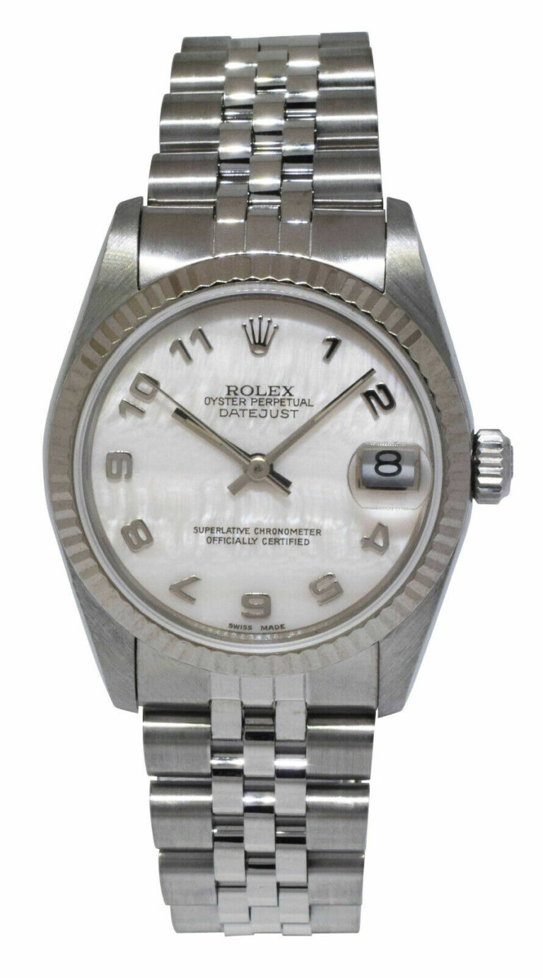 Rolex Datejust Steel/18k White Gold Bezel MOP Dial Ladies 31mm Watch B/P N 68274