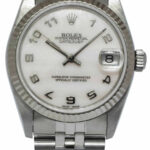 Rolex Datejust Steel/18k White Gold Bezel MOP Dial Ladies 31mm Watch B/P N 68274