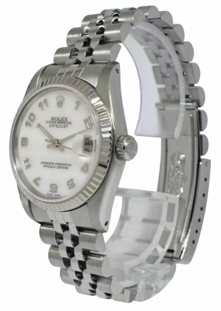 Rolex Datejust Steel/18k White Gold Bezel MOP Dial Ladies 31mm Watch B/P N 68274