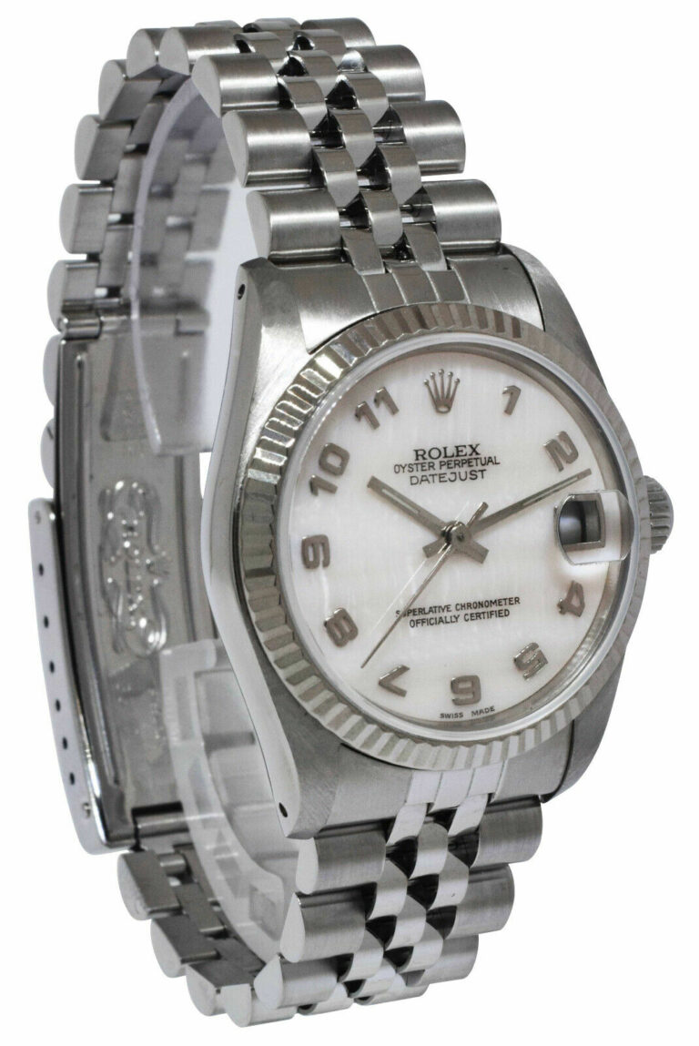 Rolex Datejust Steel/18k White Gold Bezel MOP Dial Ladies 31mm Watch B/P N 68274