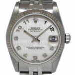 Rolex Datejust Steel/18k White Gold Bezel MOP Dial Ladies 31mm Watch B/P N 68274