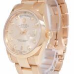 Rolex Day-Date 18k Rose Gold Pink Diamond Dial 36mm Watch +Papers P 118205