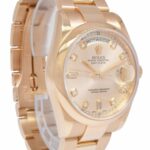 Rolex Day-Date 18k Rose Gold Pink Diamond Dial 36mm Watch +Papers P 118205