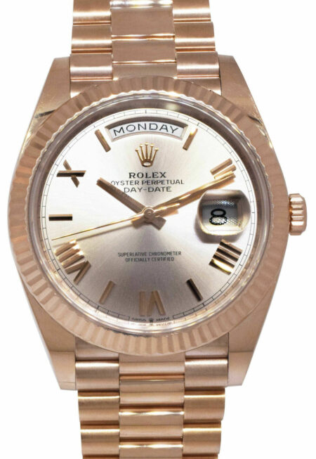 Rolex Day-Date 40 18k Everose Gold Sun Dust Rose Dial Mens Watch B/P '19 228235