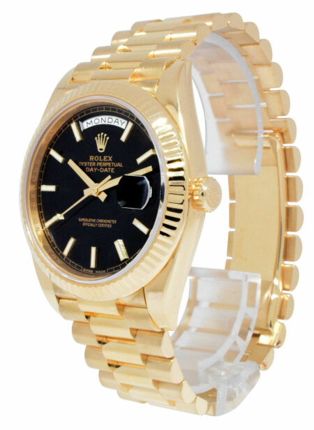 Rolex Day-Date 40 President 18k Yellow Gold Black Motif Dial Watch B/P  228238