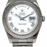 Rolex Day-Date II President 18k WG White Roman Dial 41mm Watch 218239