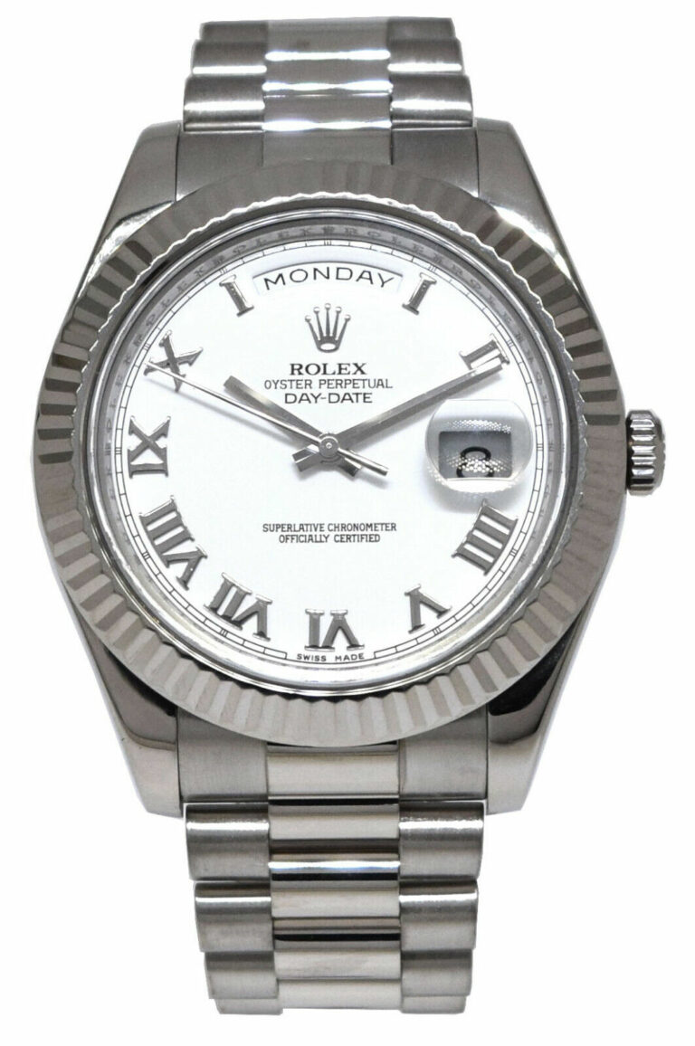 Rolex Day-Date II President 18k WG White Roman Dial 41mm Watch 218239