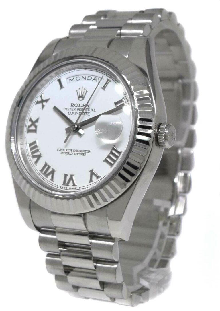 Rolex Day-Date II President 18k WG White Roman Dial 41mm Watch 218239