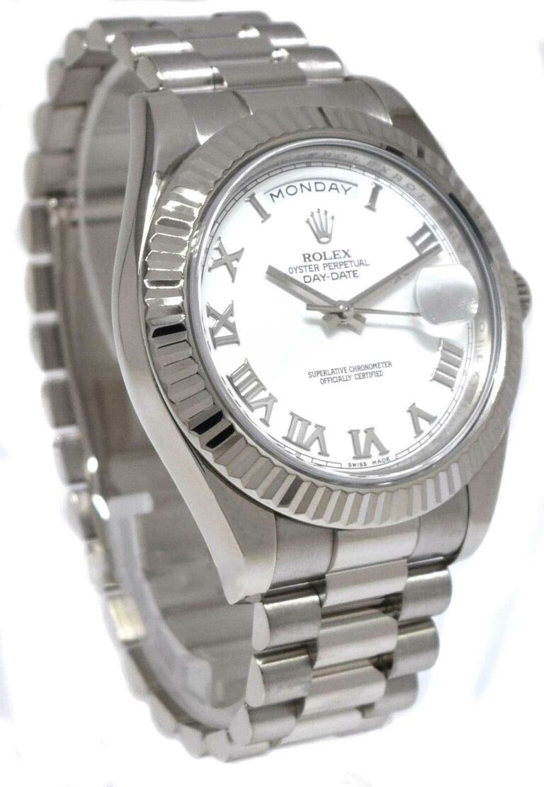 Rolex Day-Date II President 18k WG White Roman Dial 41mm Watch 218239