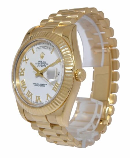 Rolex Day-Date II President 18k Yellow Gold White Roman Dial 41mm Watch V 218238