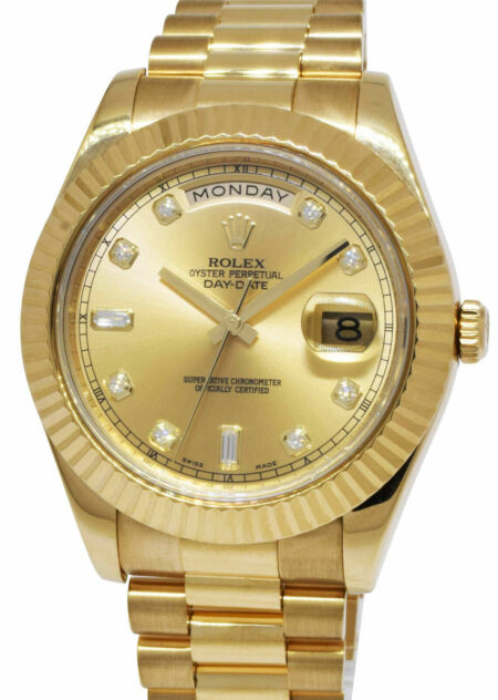 Rolex Day-Date II President 18k YG Diamond Dial Mens 41mm Watch '11 B/P 218238