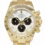 Rolex Daytona 18k Yellow Gold White Panda Dial Mens 40mm Watch F 116528