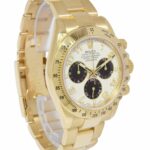 Rolex Daytona 18k Yellow Gold White Panda Dial Mens 40mm Watch F 116528